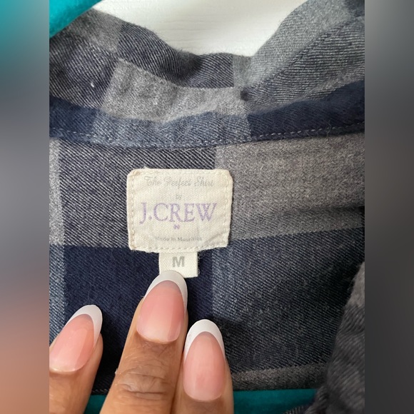 J Crew Blue and Grey Buffalo Plaid Button Up - Picture 2 of 4